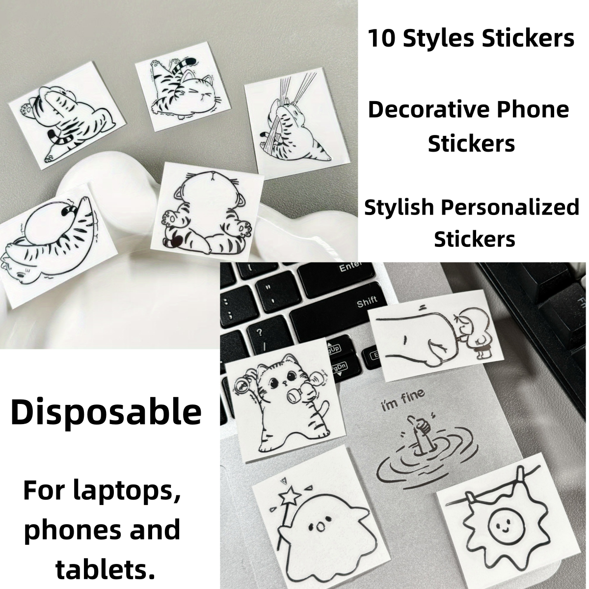 Tech Accessories For Laptop - 10 Stylish Phone Decoration Stickers, Personalized