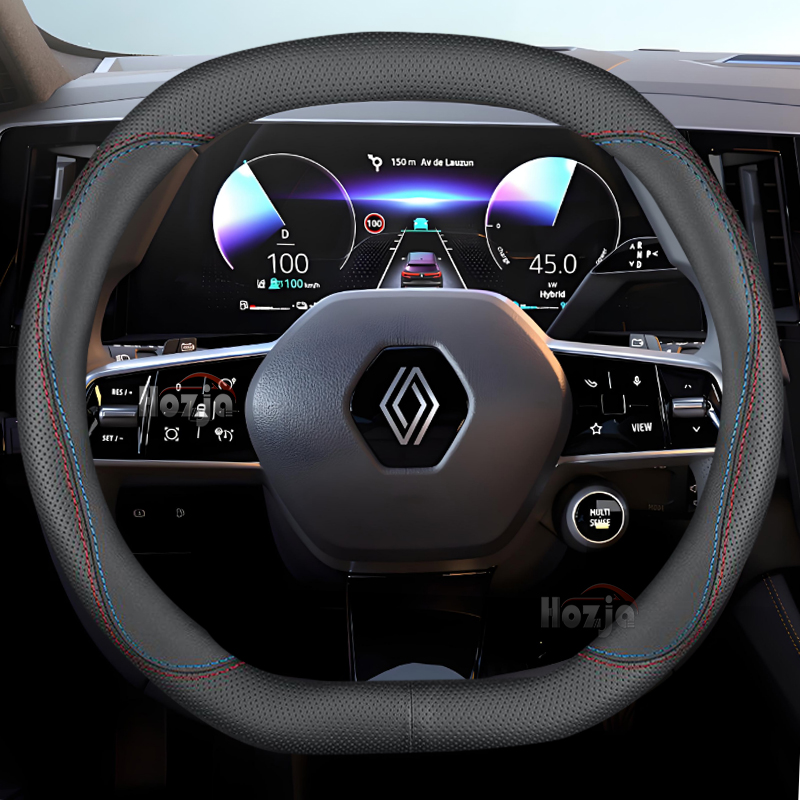 Tech Accessories Renault - Leather Car Steering Wheel Cover for