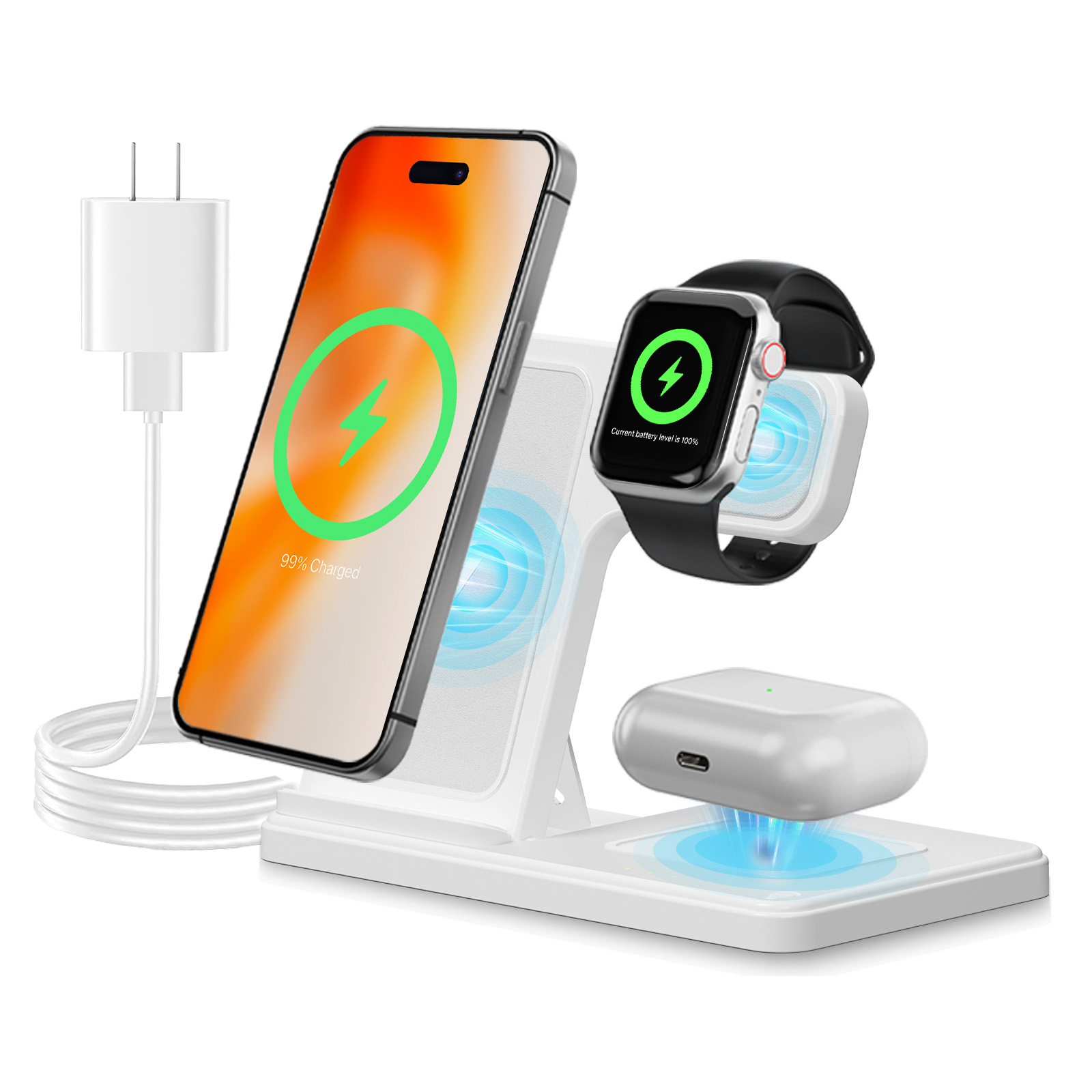 15W Magnetic Wireless Charger  - مراجعة Wireless Charger 3 In 1 وسعره