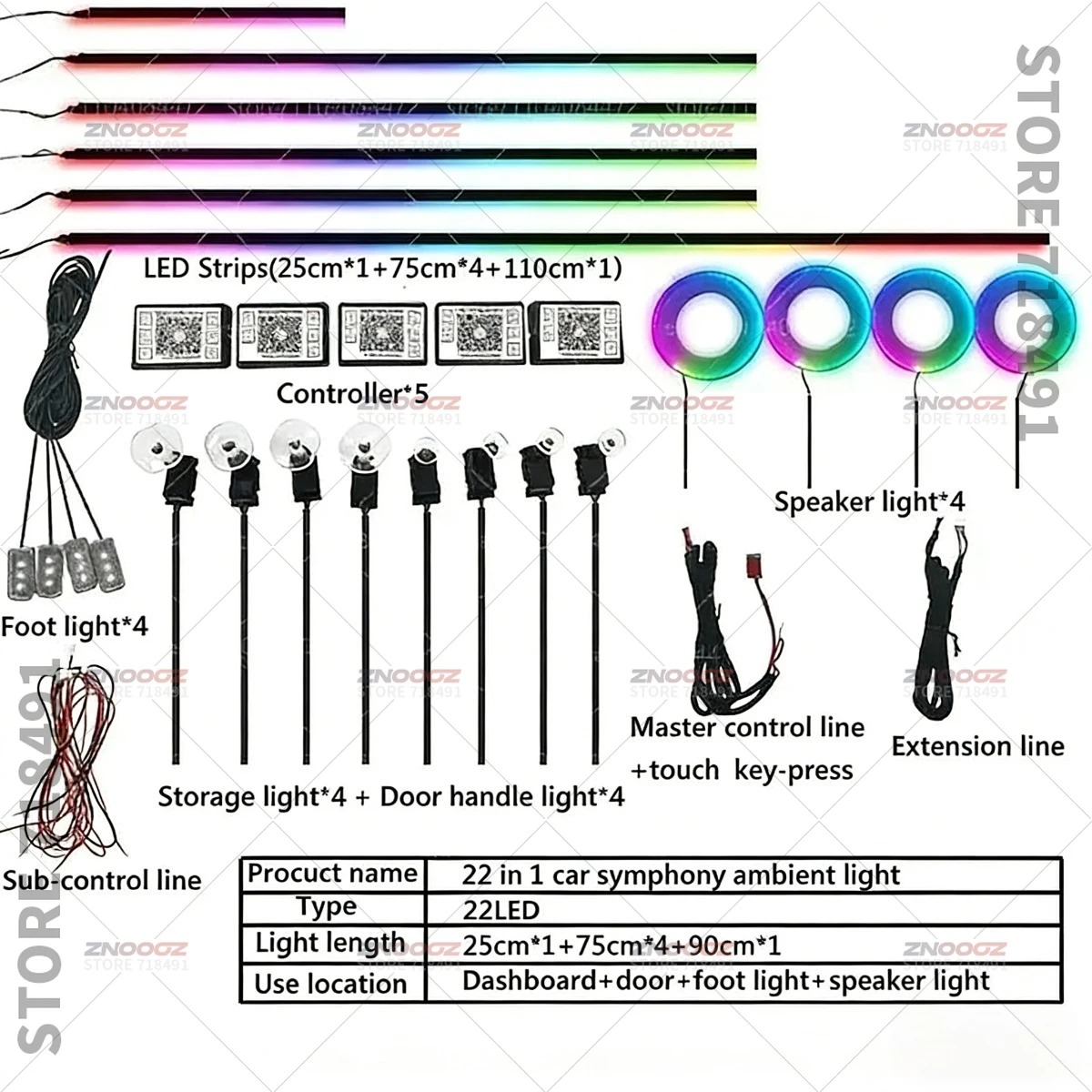 22in1 RGB Car Interior Acrylic - مراجعة Tech Accessories Renault وسعره