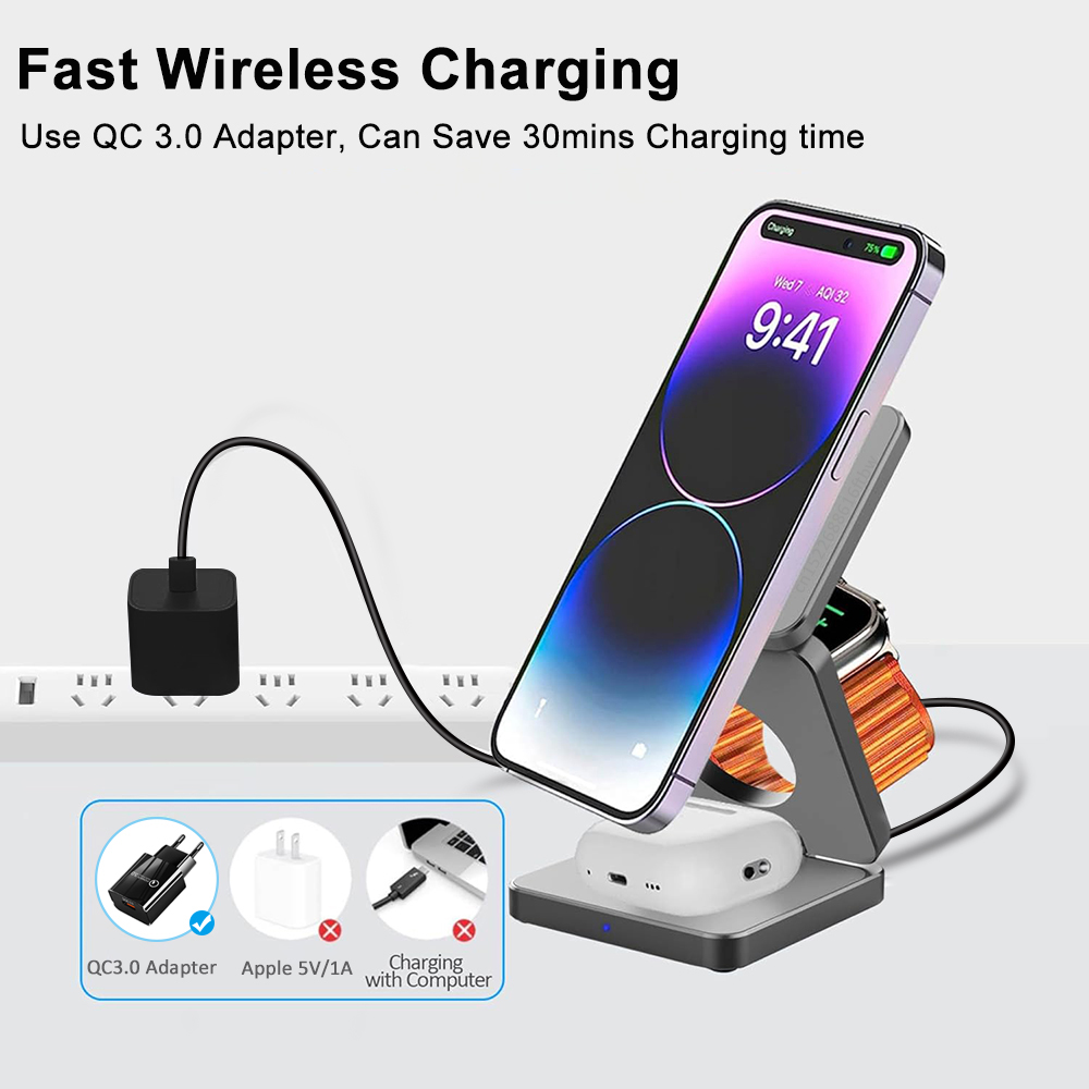 Wireless Charger 3 in 1 Foldab - مراجعة Wireless Charger 3 In 1 وسعره