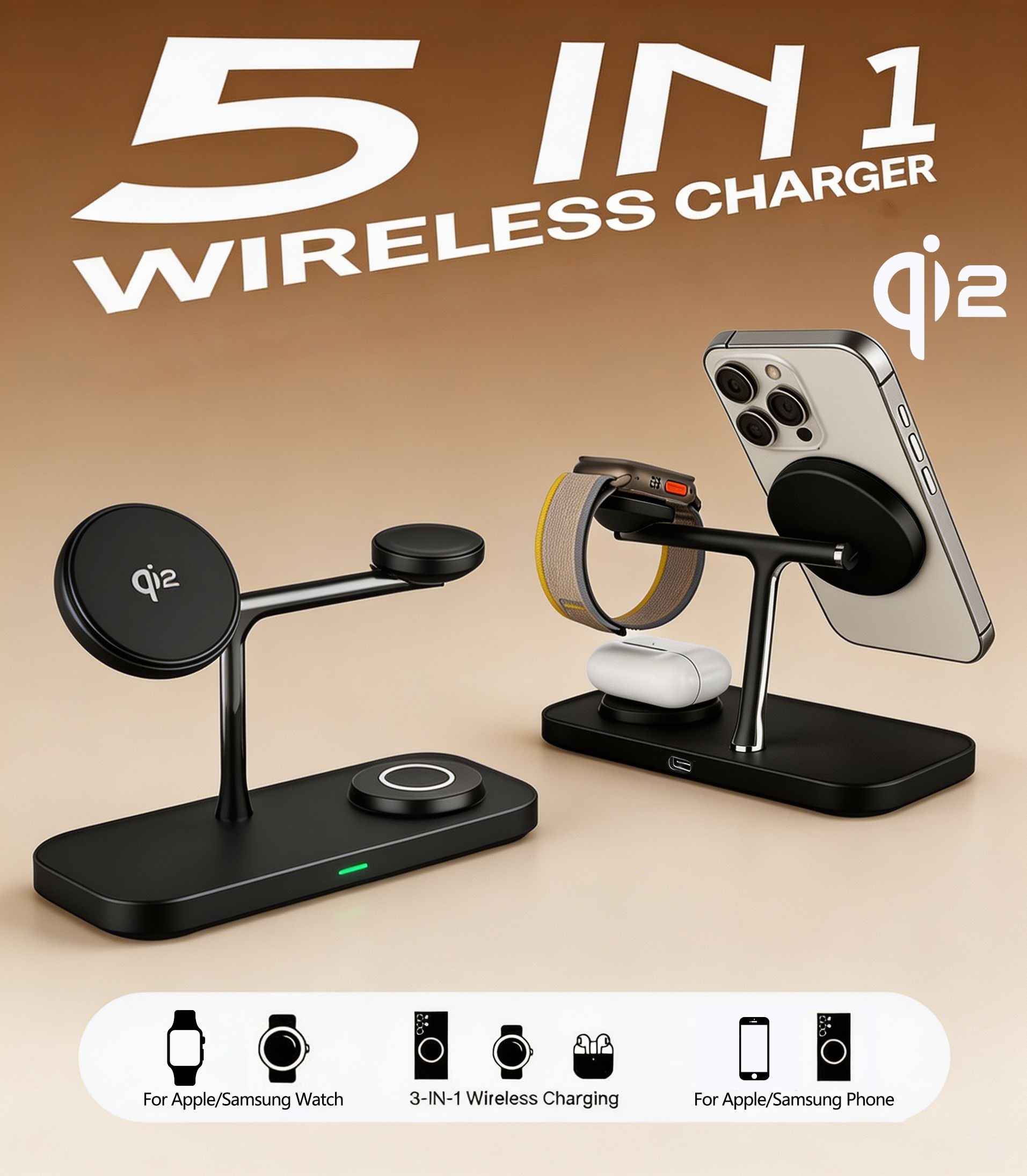 TIMESS QI2 3 in 1 Magnetic Wir - مراجعة Wireless Charger 3 In 1 وسعره