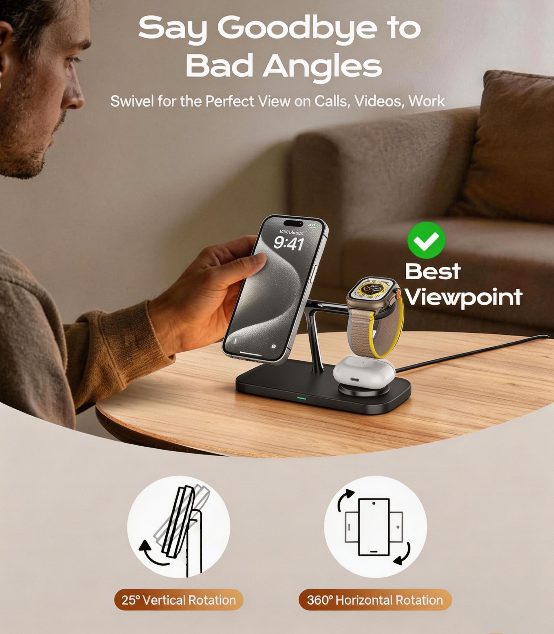 TIMESS QI2 3 in 1 Magnetic Wir - مراجعة Wireless Charger 3 In 1 وسعره