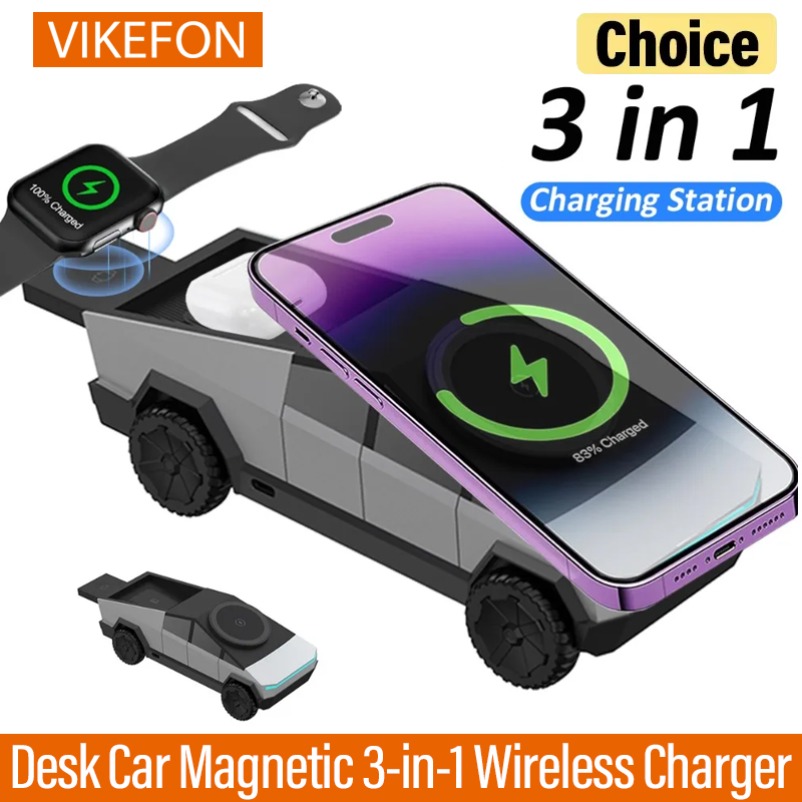 VIKEFON Desk Car Magnetic 3-in - مراجعة Wireless Charger 3 In 1 وسعره