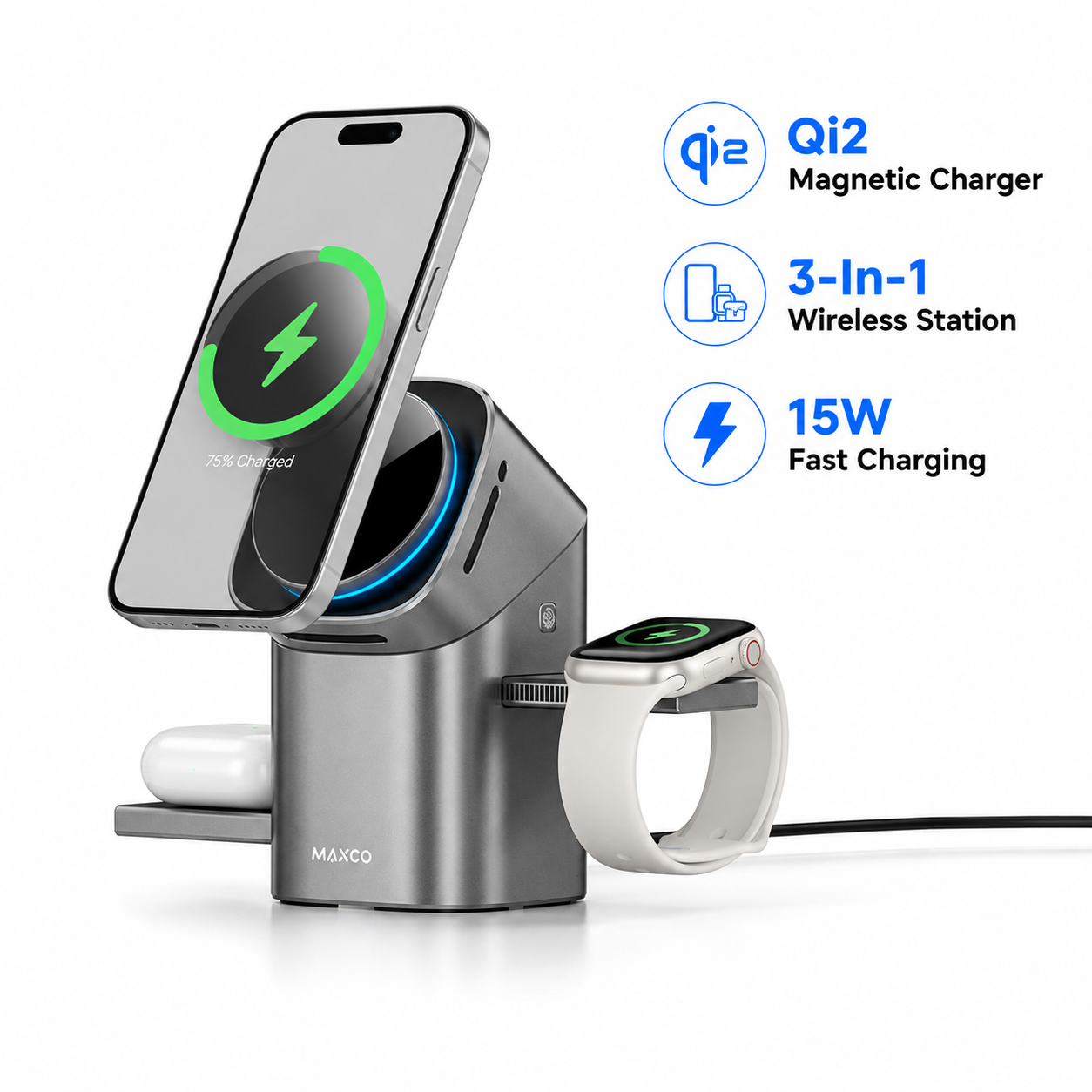 2026 Qi2 Automatic Touch Magne - مراجعة Wireless Charger 3 In 1 وسعره