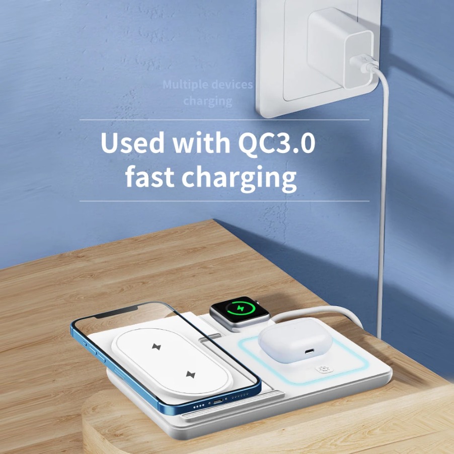 3 in 1 Foldable Night LED Ligh - مراجعة Wireless Charger 3 In 1 وسعره
