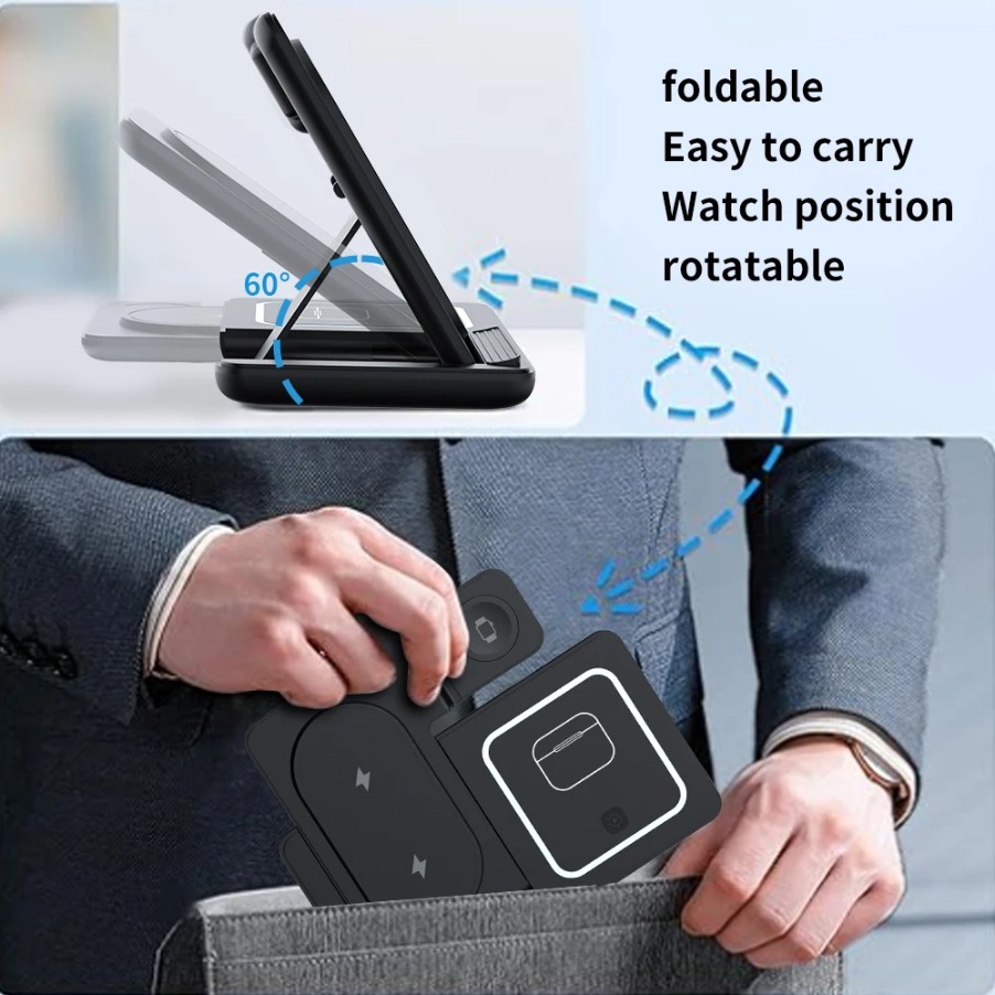3 in 1 Foldable Night LED Ligh - مراجعة Wireless Charger 3 In 1 وسعره