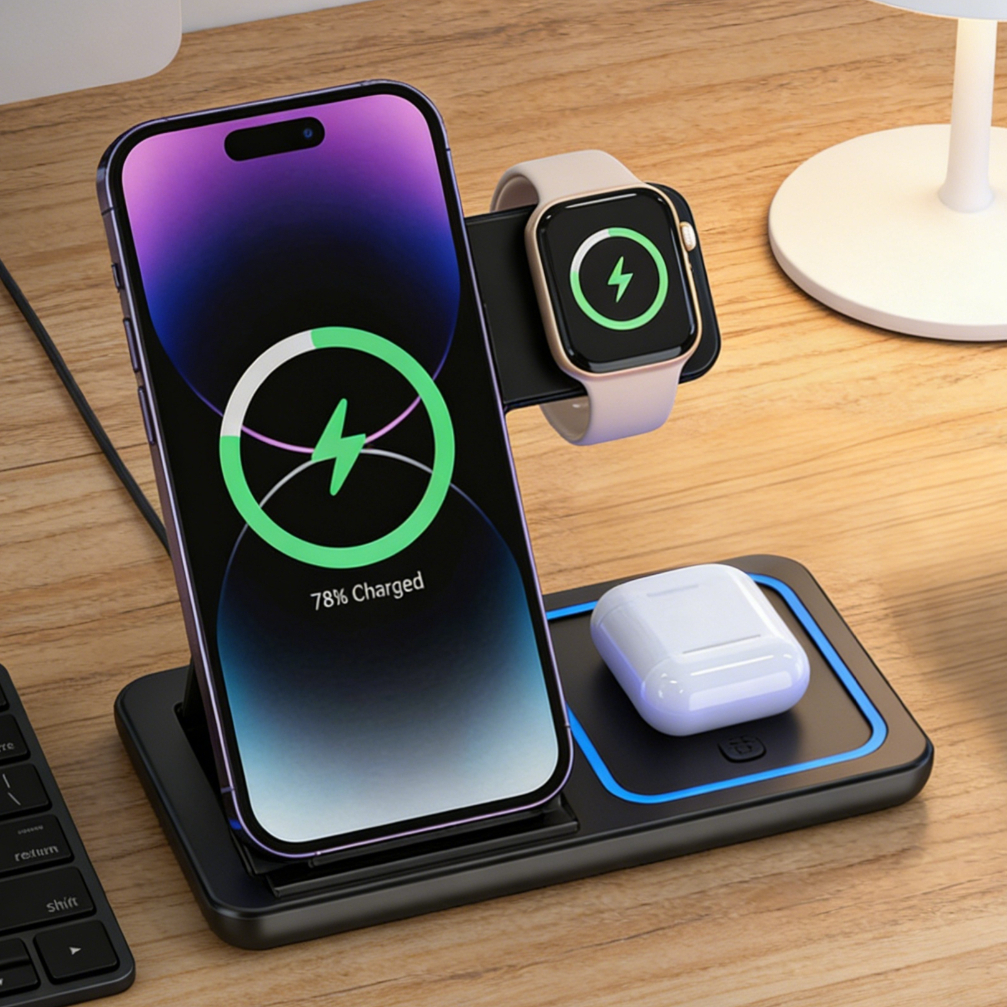 Foldable 3 in 1 Wireless Charg - مراجعة Wireless Charger 3 In 1 وسعره