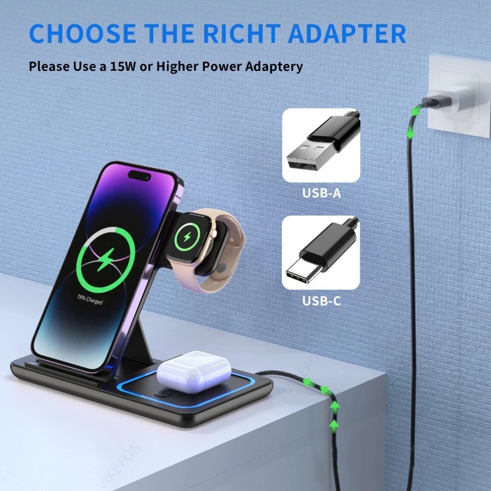 Foldable 3 in 1 Wireless Charg - مراجعة Wireless Charger 3 In 1 وسعره