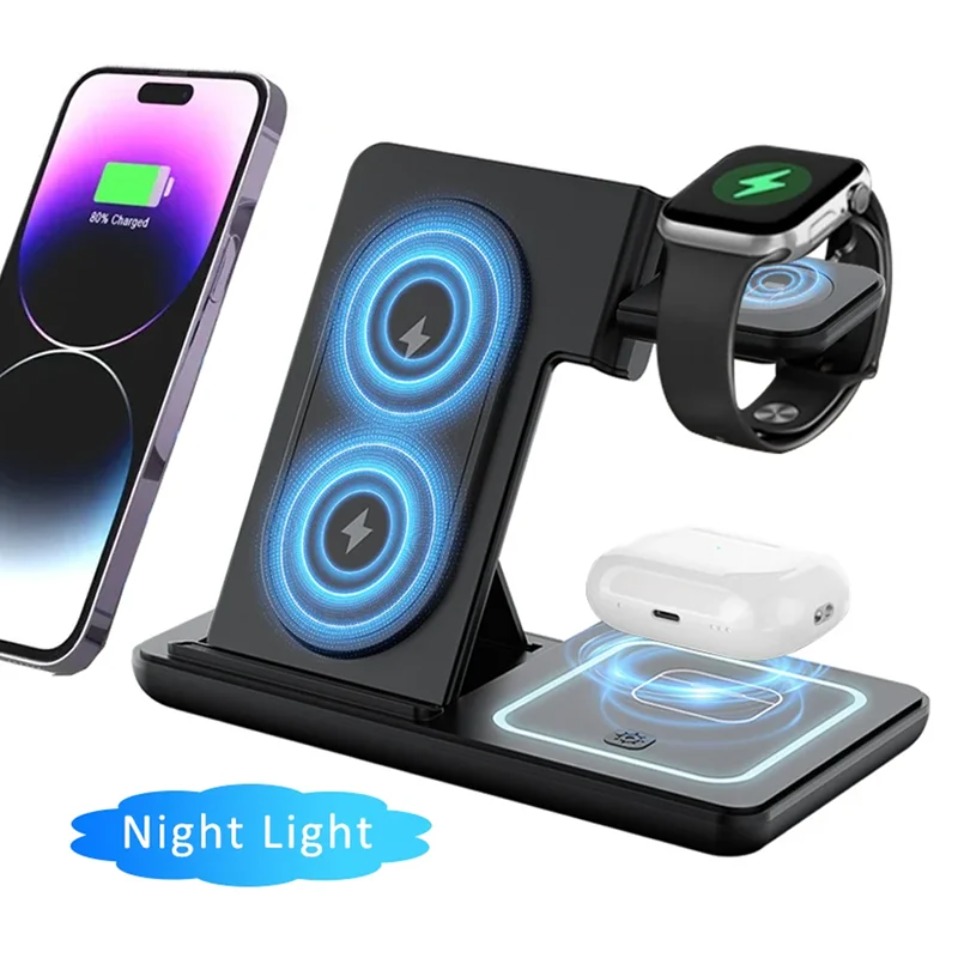 Night LED Light 3 In 1 Wireles - مراجعة Wireless Charger 3 In 1 وسعره