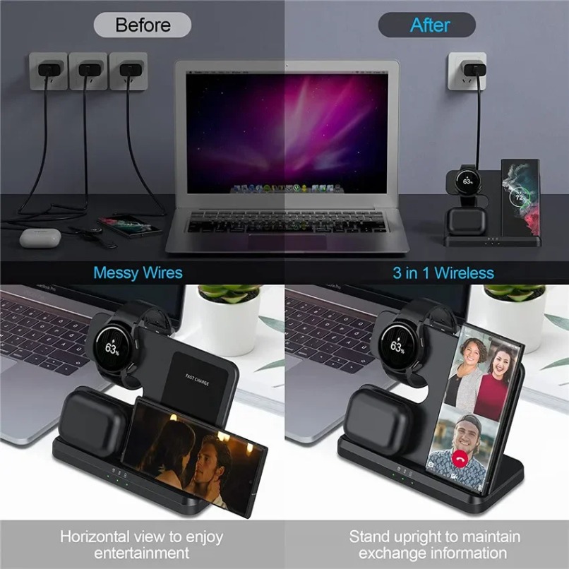 3 in 1 Fast Wireless Charger S - مراجعة Wireless Charger 3 In 1 وسعره